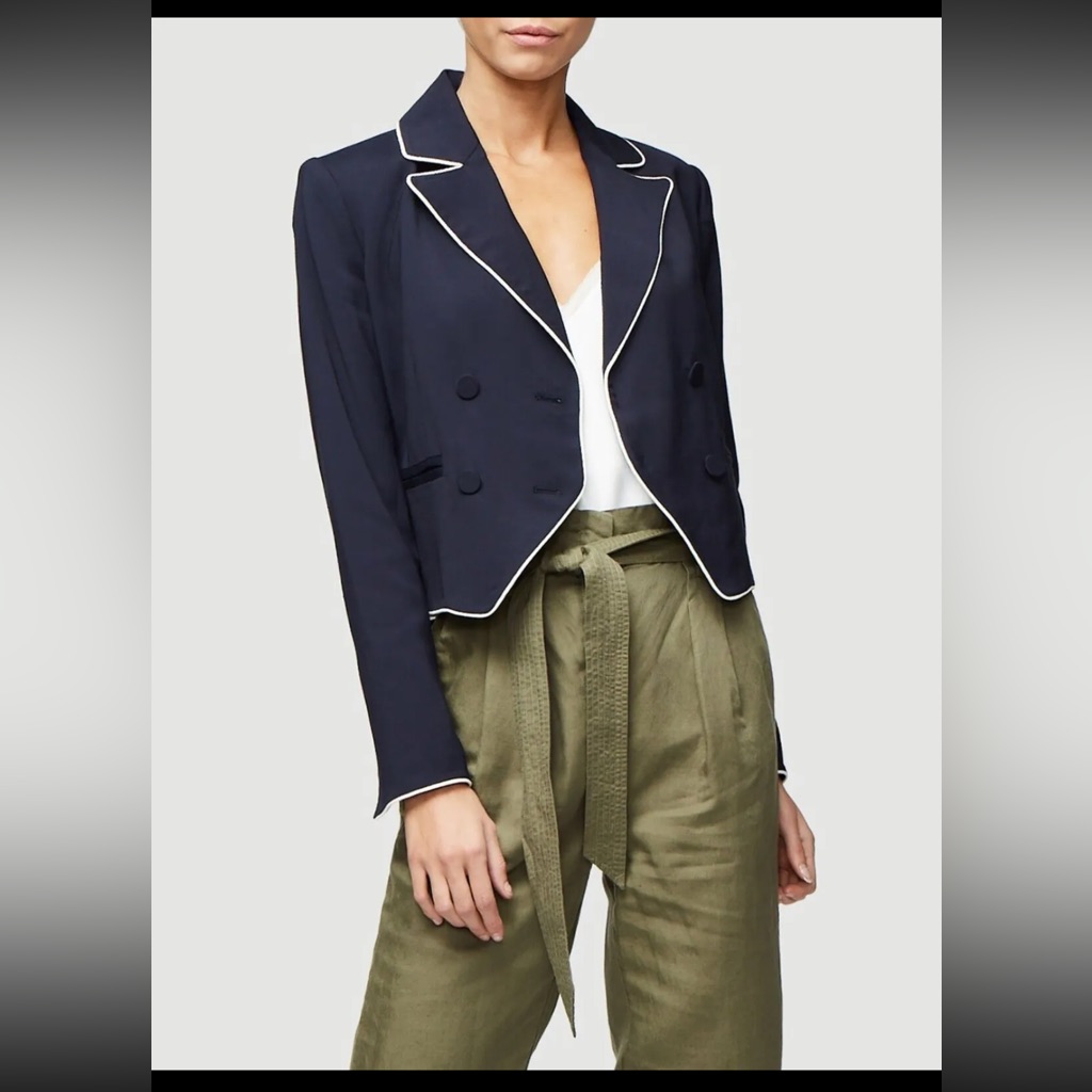 Nwt Frame Denim Piped Cropped Blazer Size 6